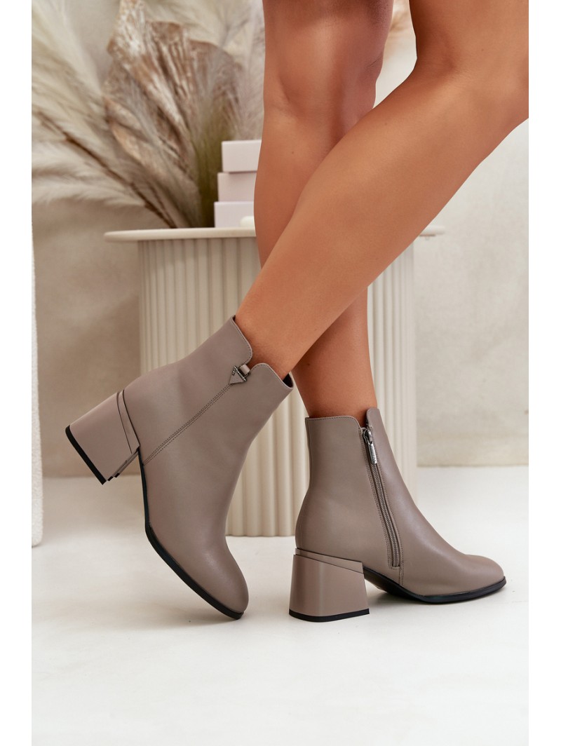 Elegant Warm Ladies Boots Made Of Natural Leather Beige Vinceza 77106