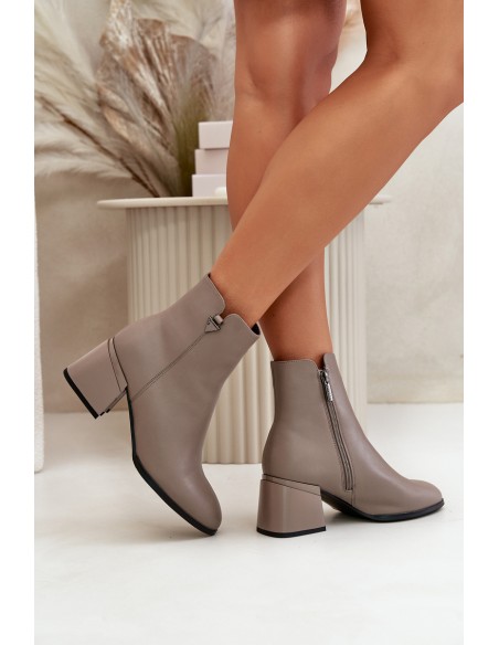 Elegant Warm Ladies Boots Made Of Natural Leather Beige Vinceza 77106
