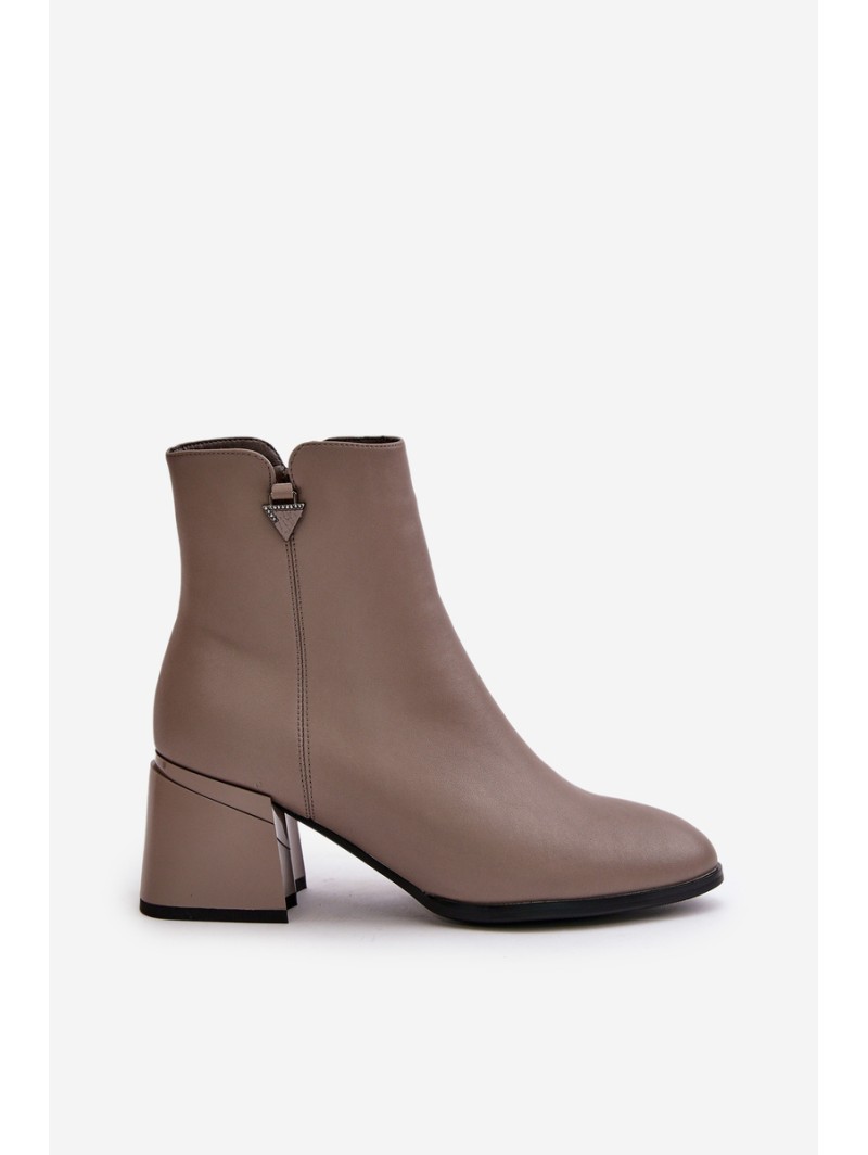 Elegant Warm Ladies Boots Made Of Natural Leather Beige Vinceza 77106