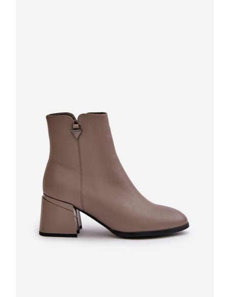Elegant Warm Ladies Boots Made Of Natural Leather Beige Vinceza 77106