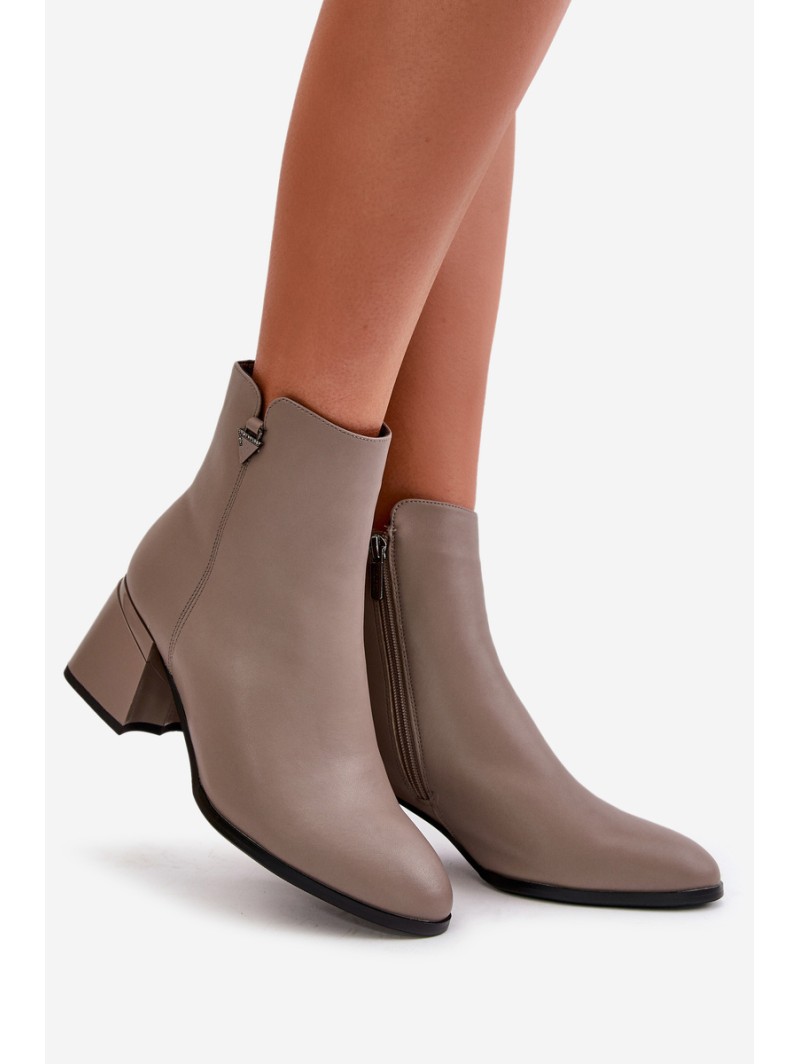 Elegant Warm Ladies Boots Made Of Natural Leather Beige Vinceza 77106