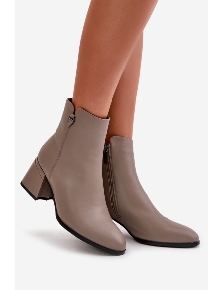 Elegant Warm Ladies Boots Made Of Natural Leather Beige Vinceza 77106