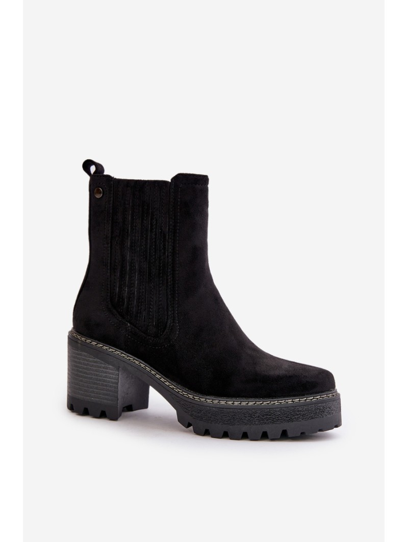 Women's Heeled Boots Made Of Eco Suede Insulated Black Nevitas