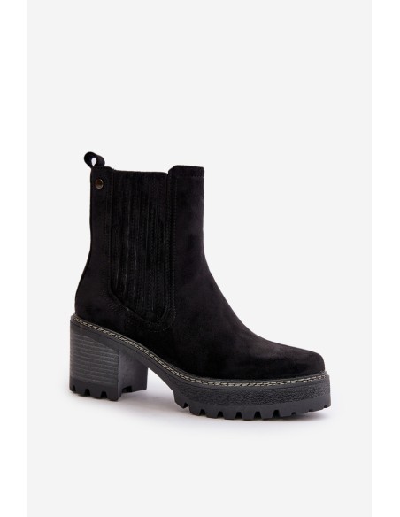 Women's Heeled Boots Made Of Eco Suede Insulated Black Nevitas