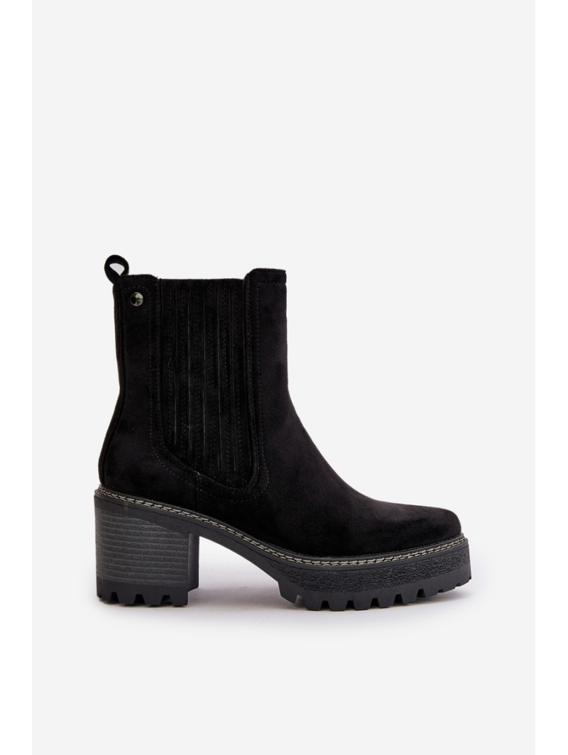 Women's Heeled Boots Made Of Eco Suede Insulated Black Nevitas