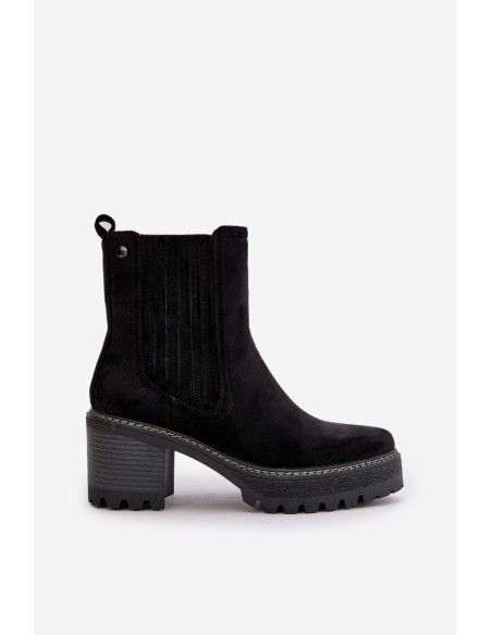 Women's Heeled Boots Made Of Eco Suede Insulated Black Nevitas