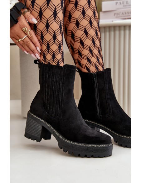 Women's Heeled Boots Made Of Eco Suede Insulated Black Nevitas