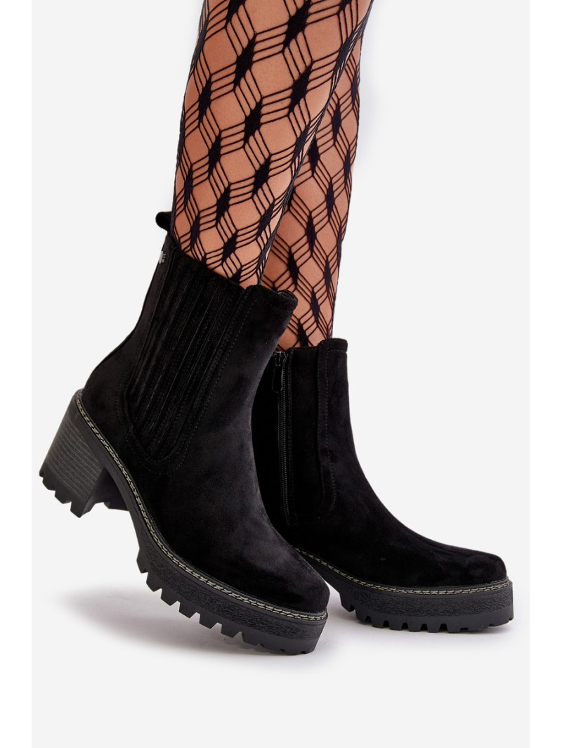 Women's Heeled Boots Made Of Eco Suede Insulated Black Nevitas