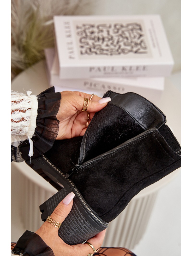 Women's Heeled Boots Made Of Eco Suede Insulated Black Nevitas