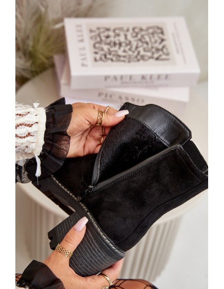 Women's Heeled Boots Made Of Eco Suede Insulated Black Nevitas
