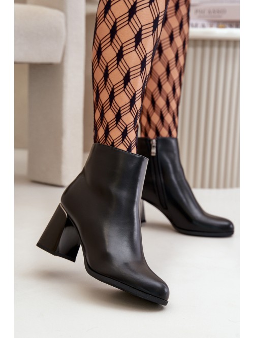 Smooth Women's Heeled Boots Made Of Eco Leather Insulated Black Milisea