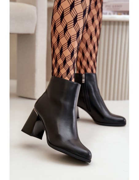 Smooth Women's Heeled Boots Made Of Eco Leather Insulated Black Milisea