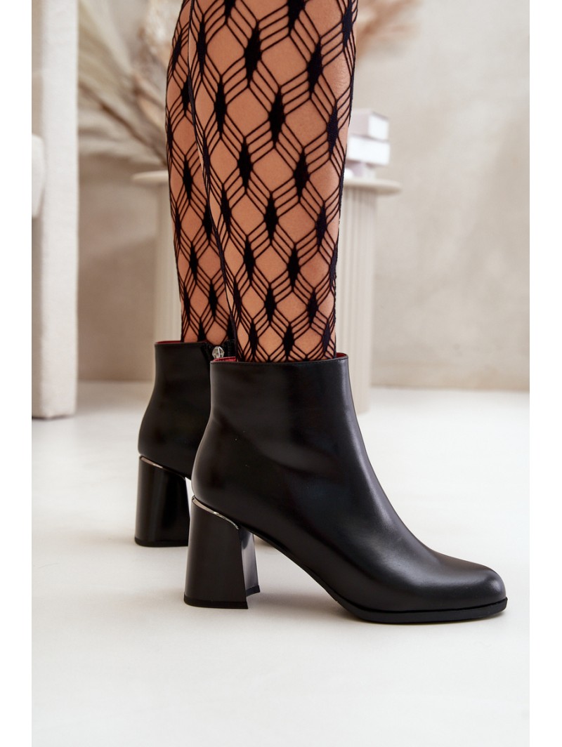 Smooth Women's Heeled Boots Made Of Eco Leather Insulated Black Milisea