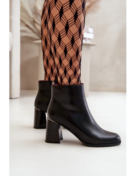 Smooth Women's Heeled Boots Made Of Eco Leather Insulated Black Milisea