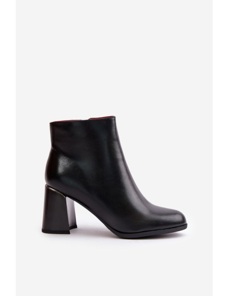 Smooth Women's Heeled Boots Made Of Eco Leather Insulated Black Milisea