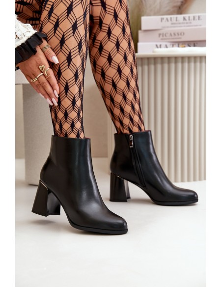 Smooth Women's Heeled Boots Made Of Eco Leather Insulated Black Milisea