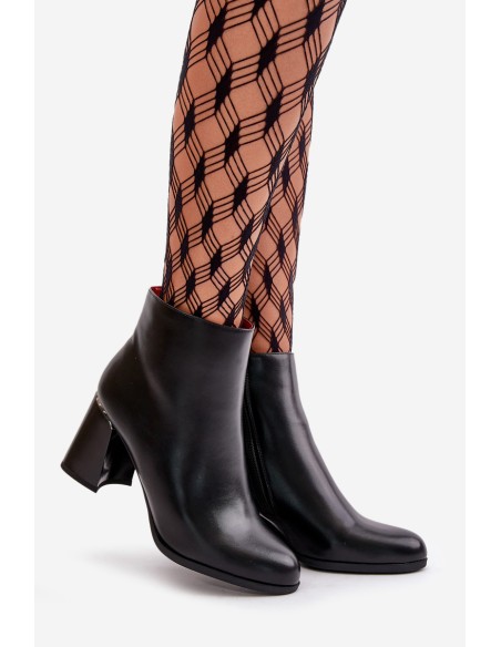 Smooth Women's Heeled Boots Made Of Eco Leather Insulated Black Milisea