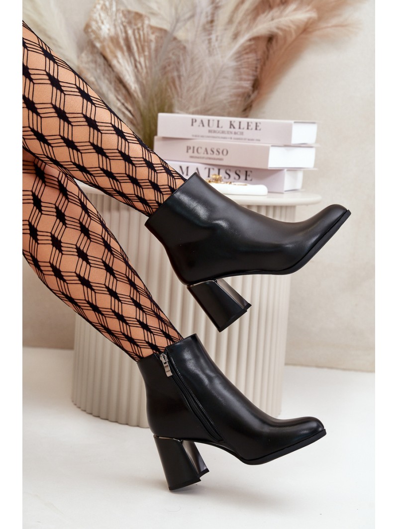 Smooth Women's Heeled Boots Made Of Eco Leather Insulated Black Milisea