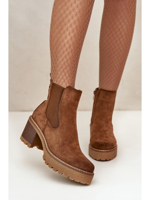 Women's Insulated Heeled Boots Eco Suede Brown Irissinae 2