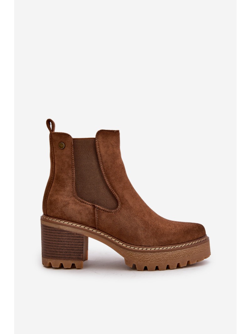 Women's Insulated Heeled Boots Eco Suede Brown Irissinae