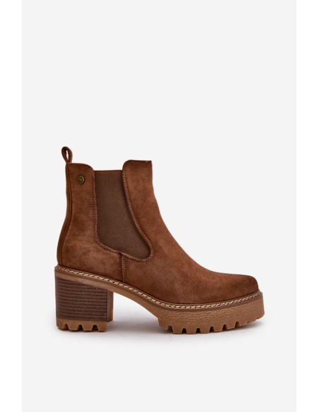 Women's Insulated Heeled Boots Eco Suede Brown Irissinae