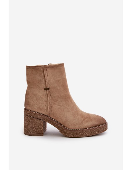 Women's Heeled Boots Insulated Eco Suede Beige Arkesia