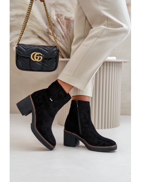 Women's Heeled Boots Insulated Eco Suede Black Arkesia