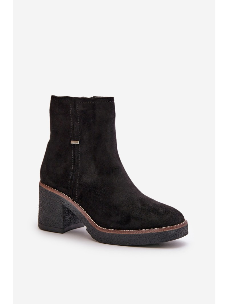 Women's Heeled Boots Insulated Eco Suede Black Arkesia