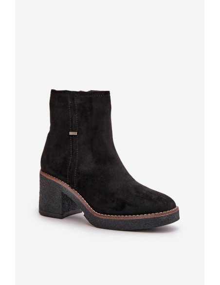 Women's Heeled Boots Insulated Eco Suede Black Arkesia
