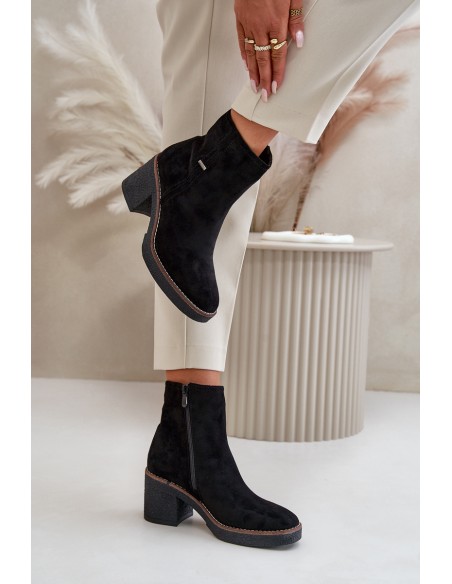 Women's Heeled Boots Insulated Eco Suede Black Arkesia