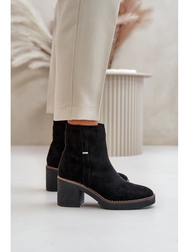 Women's Heeled Boots Insulated Eco Suede Black Arkesia
