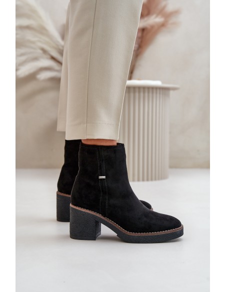 Women's Heeled Boots Insulated Eco Suede Black Arkesia