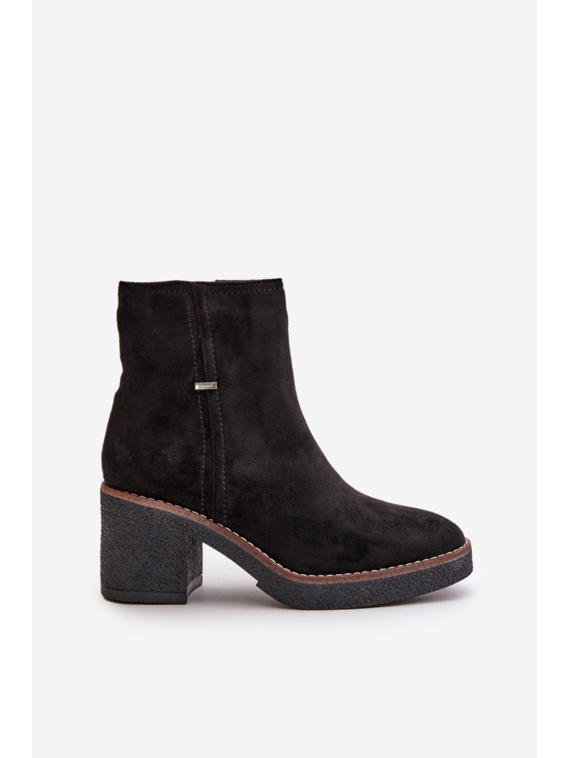 Women's Heeled Boots Insulated Eco Suede Black Arkesia