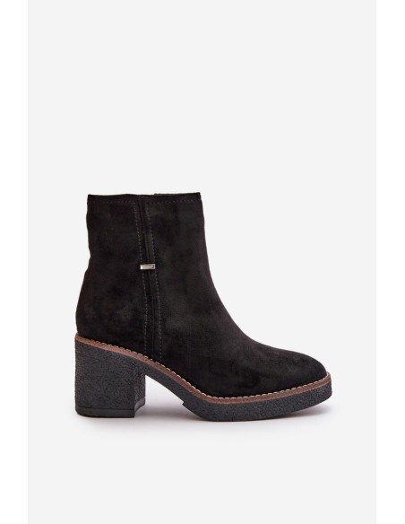 Women's Heeled Boots Insulated Eco Suede Black Arkesia