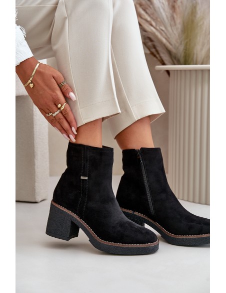 Women's Heeled Boots Insulated Eco Suede Black Arkesia