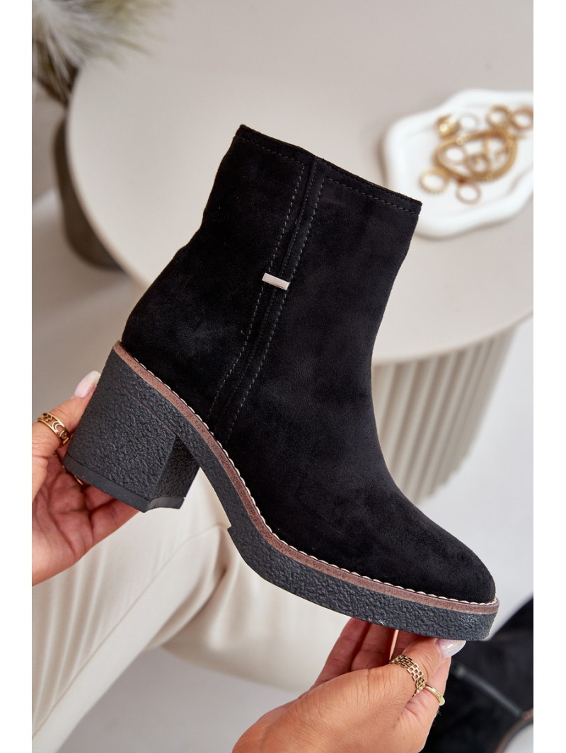 Women's Heeled Boots Insulated Eco Suede Black Arkesia