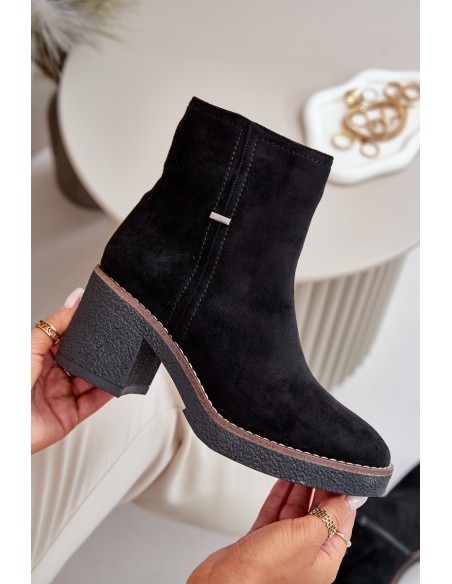 Women's Heeled Boots Insulated Eco Suede Black Arkesia