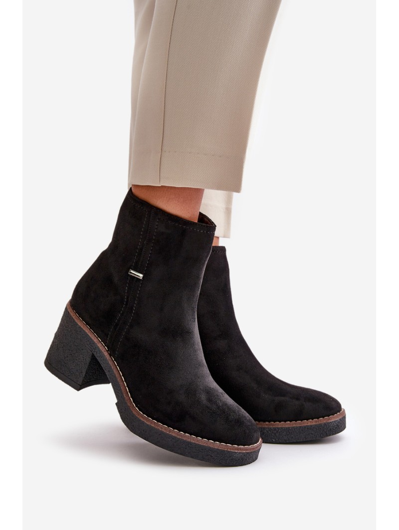 Women's Heeled Boots Insulated Eco Suede Black Arkesia