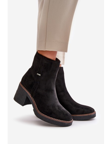 Women's Heeled Boots Insulated Eco Suede Black Arkesia