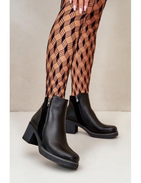 Women's Eco Leather Ankle Boots With Heel Insulated Black Revianna