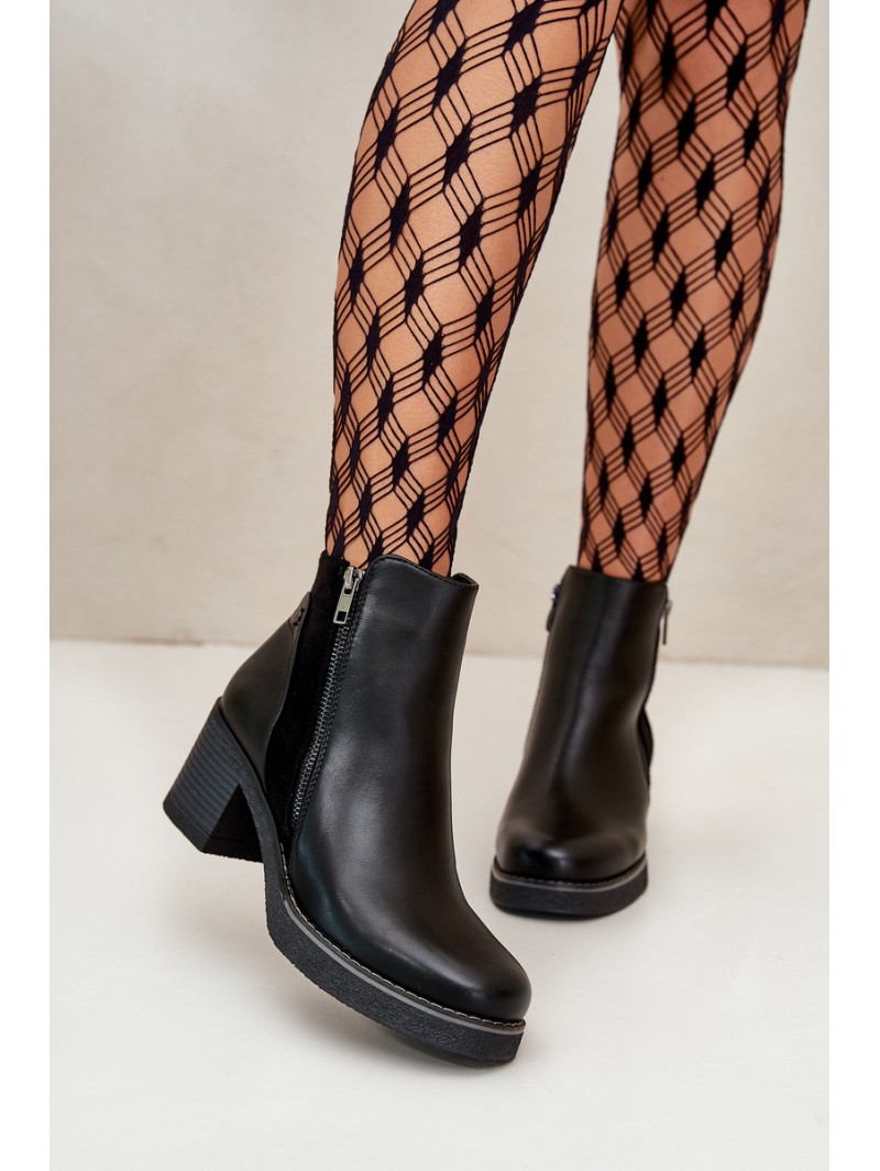Women's Eco Leather Ankle Boots With Heel Insulated Black Revianna