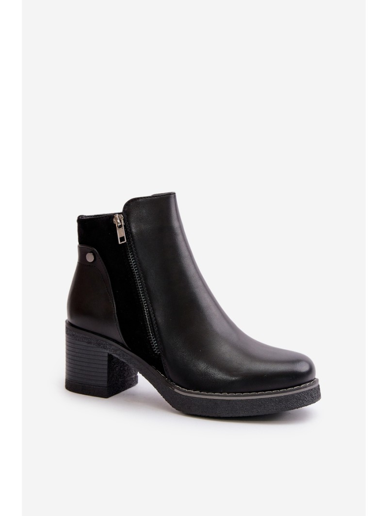 Women's Eco Leather Ankle Boots With Heel Insulated Black Revianna