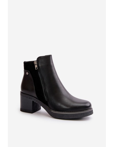 Women's Eco Leather Ankle Boots With Heel Insulated Black Revianna