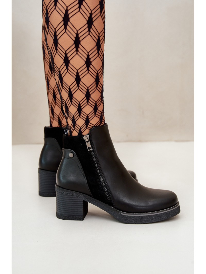 Women's Eco Leather Ankle Boots With Heel Insulated Black Revianna