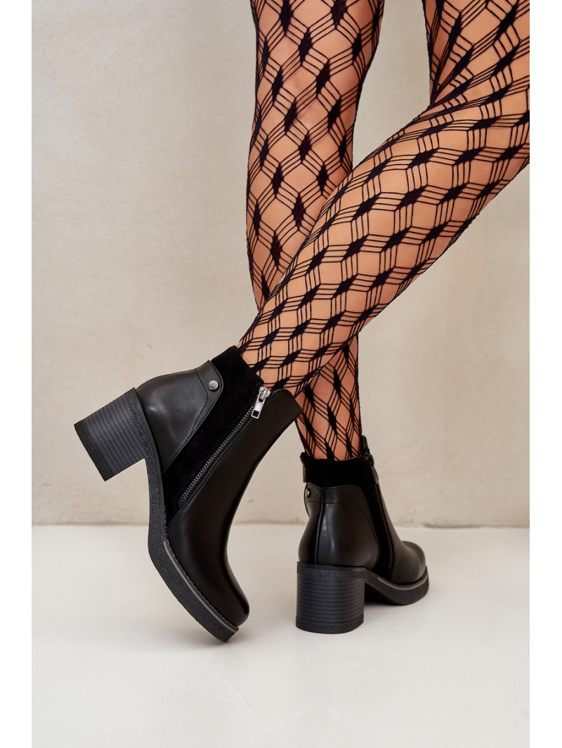 Women's Eco Leather Ankle Boots With Heel Insulated Black Revianna