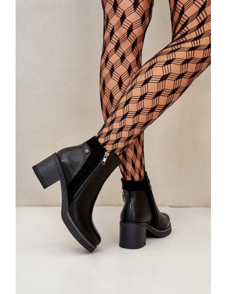 Women's Eco Leather Ankle Boots With Heel Insulated Black Revianna
