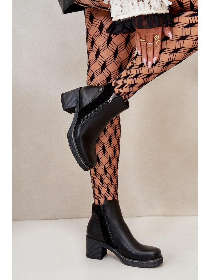 Women's Eco Leather Ankle Boots With Heel Insulated Black Revianna