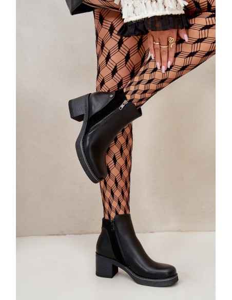 Women's Eco Leather Ankle Boots With Heel Insulated Black Revianna