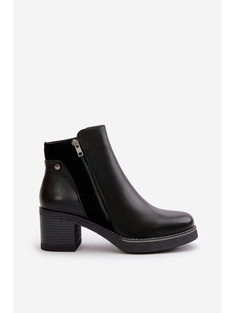 Women's Eco Leather Ankle Boots With Heel Insulated Black Revianna