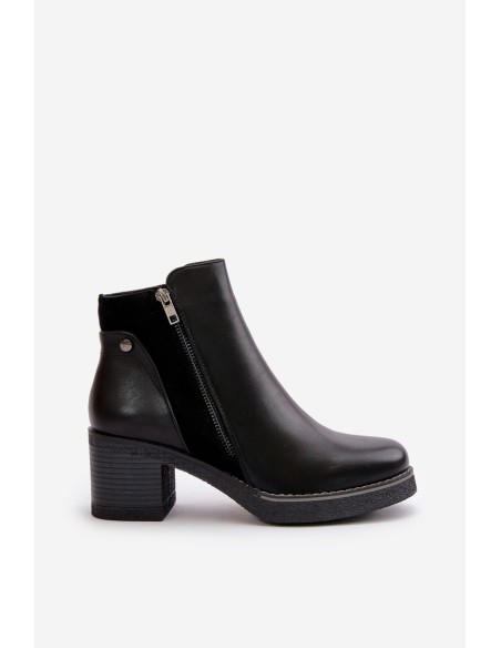 Women's Eco Leather Ankle Boots With Heel Insulated Black Revianna
